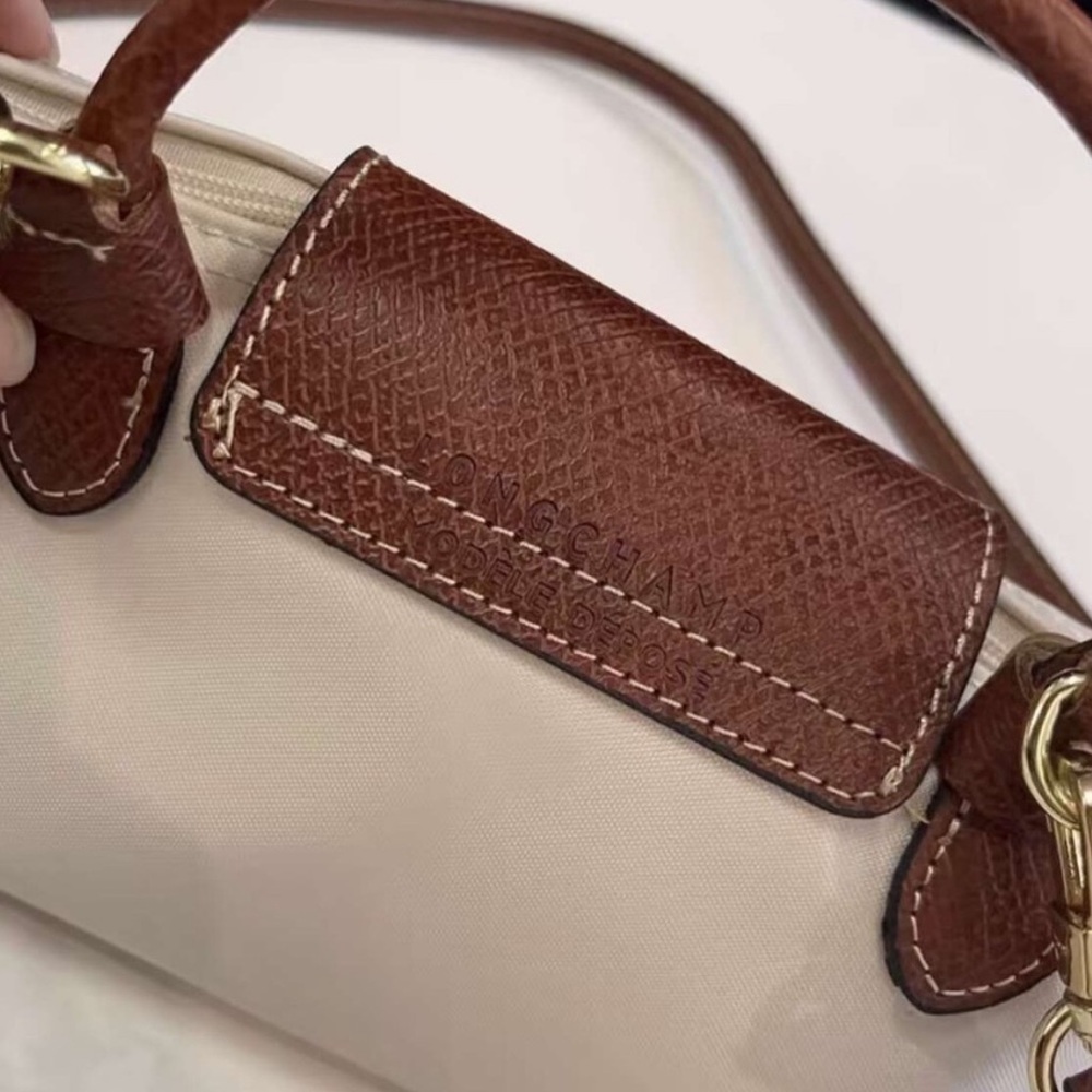 Longchamp Le Pliage Original Mini Pouch bag purse tote handle paper beige💯 - Picture 7 of 8